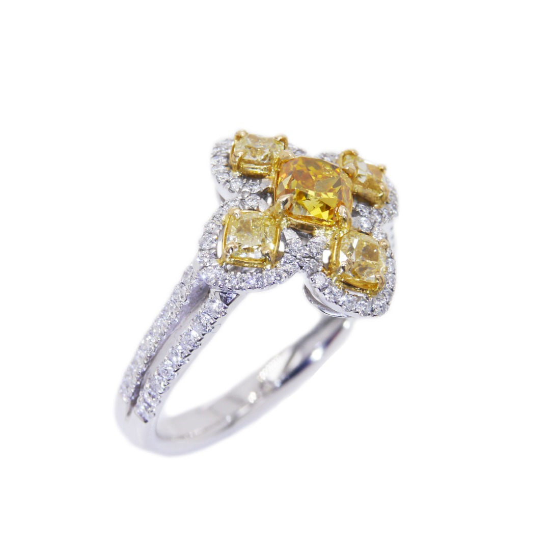 十字花深彩橘黃鑽戒 (SOLD)