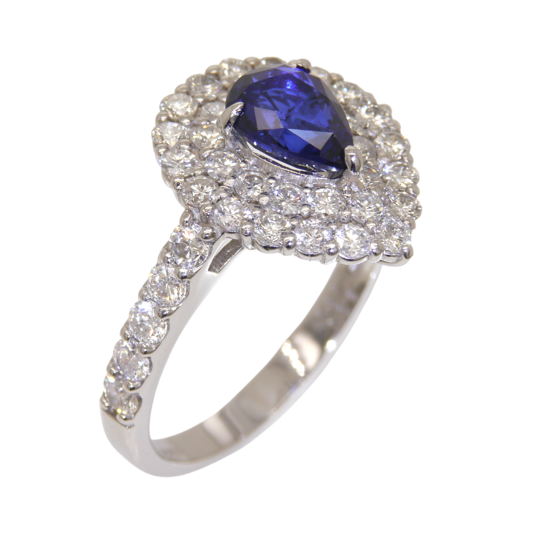 皇家藍藍寶石鉑金鑽戒