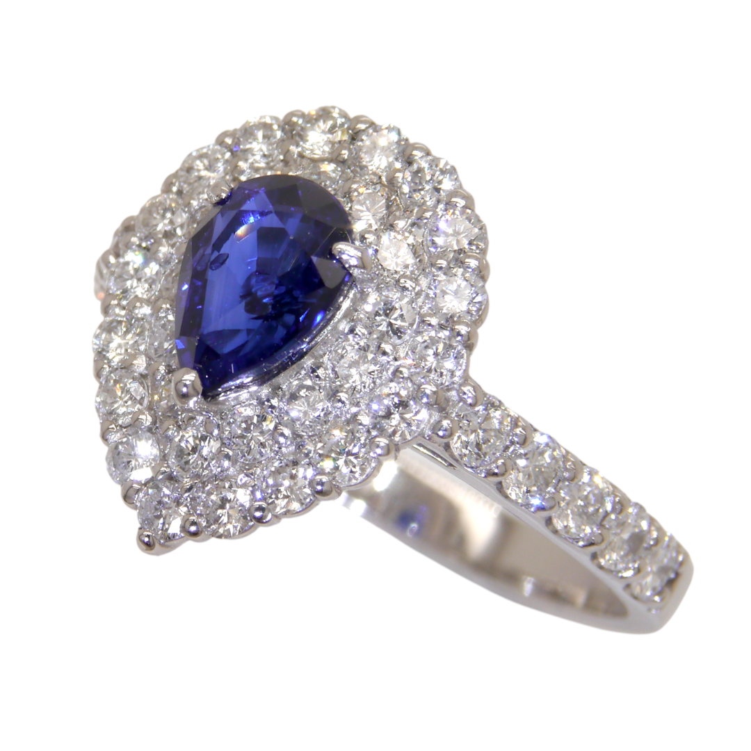 皇家藍藍寶石鉑金鑽戒