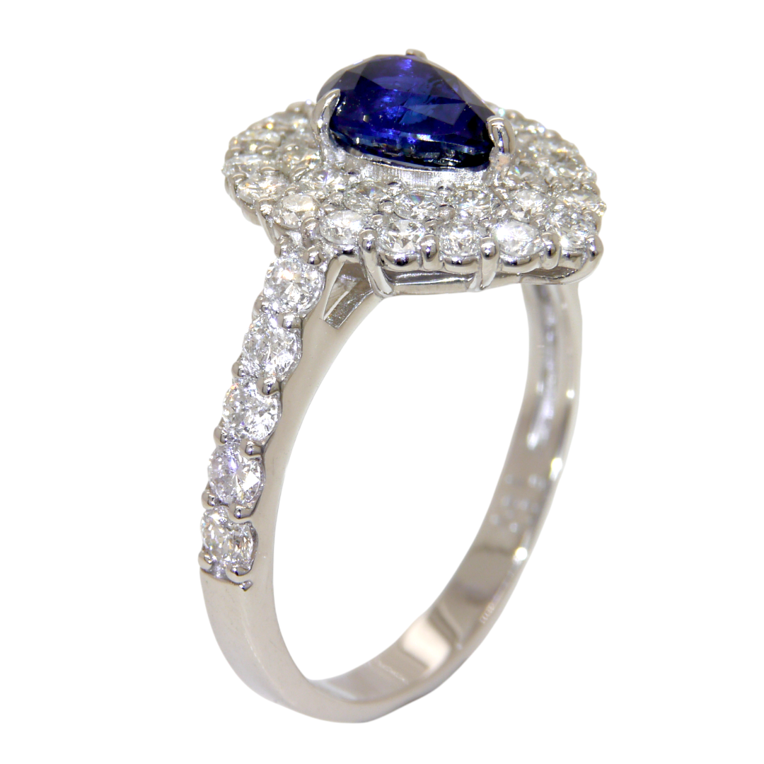 皇家藍藍寶石鉑金鑽戒