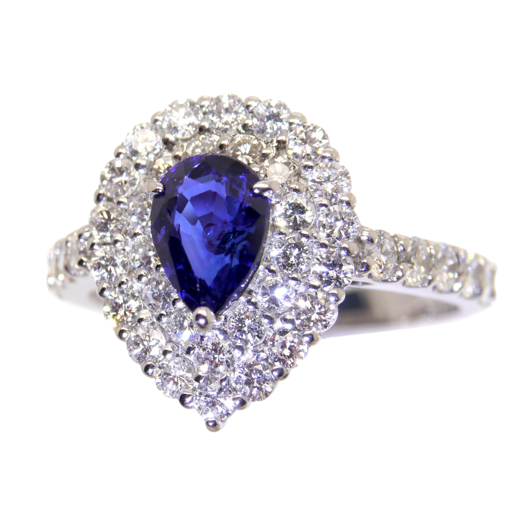 皇家藍藍寶石鉑金鑽戒